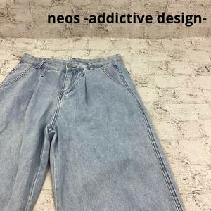 neos -addictive design- ネオスアディクティブデザイン タックワイドデニムパンツ W12372