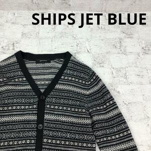 SHIPS JET BLUE シップスジェットブルー ウール カーディガン 総柄 W13105