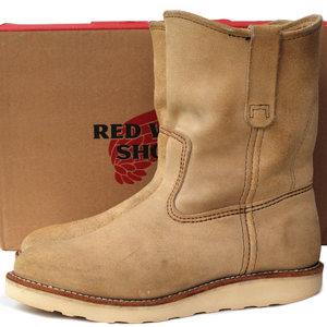 USA製★Red Wing SHOES レッドウィング★9inch PECOS BOOTS 8168 US7E=25 ペコス ホーソーン アビレーン ラフアウト ベージュ メンズ i-112