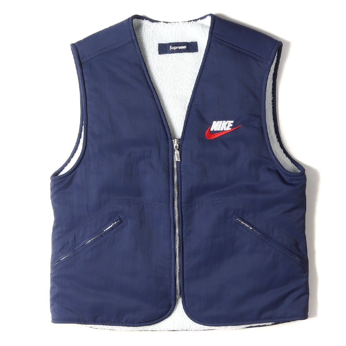 90s 白タグ ナイキ ナイロンジャケット 青 白 NIKE バックスウォッシュ