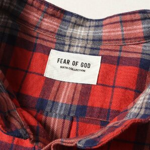 FEAR OF GOD フィアオブゴッド シャツ オーバーサイズ ショートスリーブ チェック ネルシャツ SIXTH COLLECTION USA製 レッド ネイビー Mの画像3