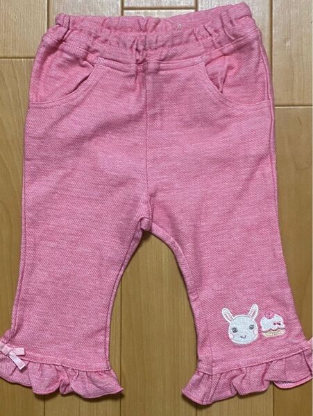 うさみみとケーキ柄 長丈パンツ70cm クーラクール