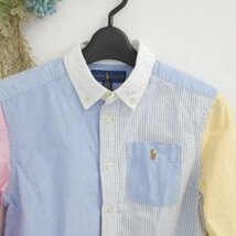 ラルフローレン RALPH LAUREN キッズ 男の子 L/G 14-16 長袖 ボタンダウン シャツ ブルー ストライプ イエロー ピンク トップス_画像2