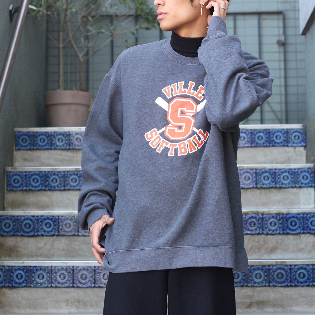 USA VINTAGE JERZEES FIGHTER PLANE DESIGN OVER SWEAT SHIRT/アメリカ