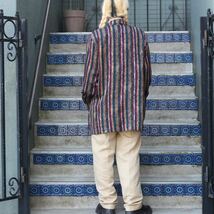 USA VINTAGE STRIPE PATTERNED LOOSE TAILORED JACKET/アメリカ古着ストライプ柄ルーズテーラードジャケット_画像3