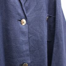 EU VINTAGE NAVY COLOR DESIGN LINEN JACKET/ヨーロッパ古着ネイビーカラーデザインリネンジャケット_画像8