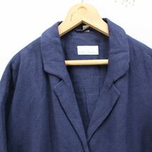 EU VINTAGE NAVY COLOR DESIGN LINEN JACKET/ヨーロッパ古着ネイビーカラーデザインリネンジャケット_画像6