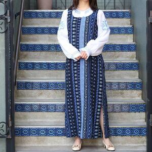 USA VINTAGE NOTATIONS ASIAN DESIGN NO SLEEVE ONE PIECE/アメリカ古着アジアンデザインノースリーブワンピース