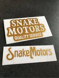 送料無料♪ SnakeMotors ステッカー ゴールド 2枚セット アメ車 旧車 トラック 世田谷 ハーレー カブ US 世田谷ベース ステンシル