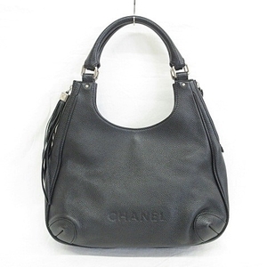 美品 CHANEL シャネル ハンドバッグ ショルダーバッグ ワンショルダー レザー フリンジ ロゴ シール有り ブラック 黒 23030301