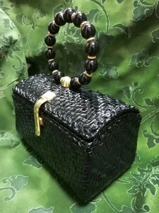  basket bag Italy made rattan wistaria made black feeling of luxury SPLENDORE