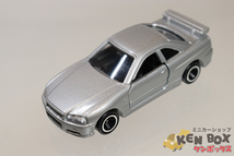 TOMICA トミカ NISSAN 日産 SKYLINE スカイライン GT-R R34 銀/ワイドタイヤ 塗装少スレ 中国製 現状渡し_画像1