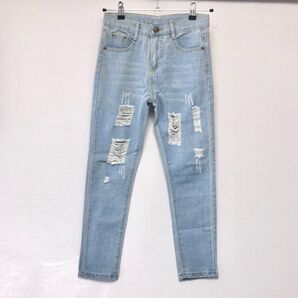 ダメージデニム アンクル丈 クラッシュデニム デニムパンツ 新品