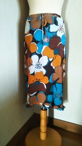  new same goods *MORGAN* large pattern flower print jersey *fishu tail skirt 