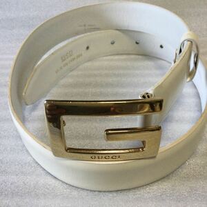 GUCCI Gucci belt enamel ivory USED