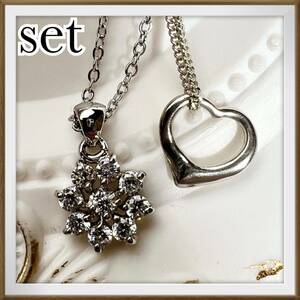 [. сделка ]silver Heart колье циркон цветок колье комплект серебряный симпатичный обычно используя 