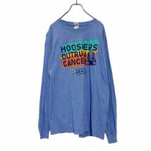 GILDAN 長袖 プリント Tシャツ L ブルー イエロー オレンジ ギルダン バックプリント ロンT 古着卸 アメリカ仕入 a503-5356_画像1