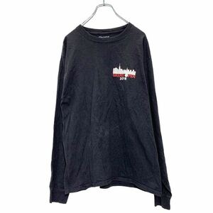 Champion 長袖 プリント Tシャツ M ブラック 黒 チャンピオン バックプリント ロゴ ロンT 古着卸 アメリカ仕入 a503-5822