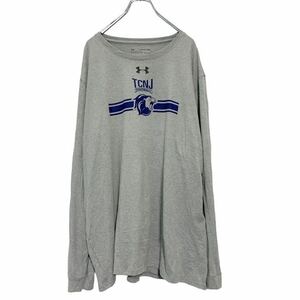 UNDER ARMOUR 長袖 プリント Tシャツ 2XL グレー ブルー TCNJ FOOTBALL スポーツ ビッグサイズ ロンT 古着卸 アメリカ仕入 a503-6003