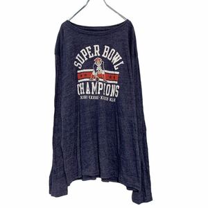 長袖 プリント Tシャツ XXL ネイビー NFL SUPER BOWL バックプリント ビッグサイズ ロンT 古着卸 アメリカ仕入 a503-5916