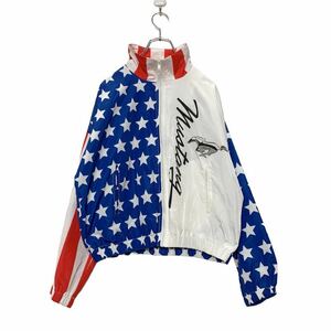 FOREVER21×Ford ナイロンジャケット Sサイズ 星条旗柄 マスタング 古着卸 アメリカ仕入れ a409-5792