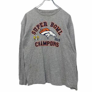 NFL BRONCOS 長袖 プリント Tシャツ XS位 グレー ブロンコス アメフト スポーツ ロンT ロングTシャツ 古着卸 アメリカ仕入 a503-6887