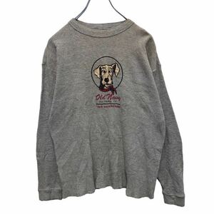 OLD NAVY 長袖 サーマル Tシャツ ユースサイズ 12/14 160～ グレー 犬 dog オールドネイビー ロンT 古着卸 アメリカ仕入 a503-7094