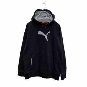 PUMA sweat Parker Youth size XL 160 black gray Puma Logo embroidery f-ti- sport old clothes . America buying up a502-5791