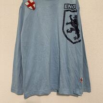 長袖 プリント Tシャツ Mサイズ位 ブルー系 england victonous ワッペン ロンT 古着卸 アメリカ仕入 a503-5851_画像3