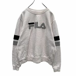 FILA スウェットトレーナー L ホワイト フィラ ロゴ スポーツ ストリート 古着卸 アメリカ仕入れ a408-5669