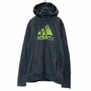 adidas ロゴ スウェット パーカー Mサイズ位 グレー イエロー アディダス スポーツ プルオーバー 古着卸 アメリカ仕入 a503-6680