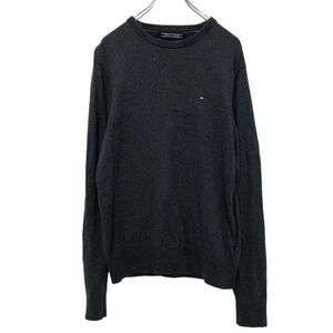 TOMMY HILFIGER ロゴ セーター S グレー トミーヒルフィガー コットン カシミヤ 古着卸 アメリカ仕入 a503-7133