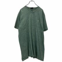 Polo Ralph Lauren 半袖 ロゴ Tシャツ M グリーン ポロラルフローレン Vネック 刺繍ロゴ 古着卸 アメリカ仕入 a503-7193_画像1