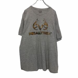 REALTREE 半袖 プリント Tシャツ XL グレー リアルツリー ビッグサイズ 古着卸 アメリカ仕入 a503-7218