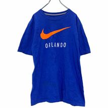 NIKE 半袖 プリント Tシャツ M ブルー オレンジ ナイキ スポーツ ORLANDO ロゴ 古着卸 アメリカ仕入 a503-7282_画像1