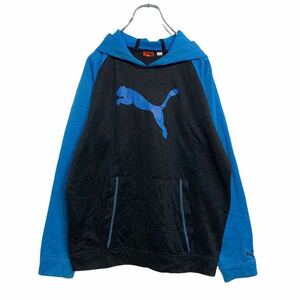 PUMA スウェットパーカー ボーイズ XL 150 ブラック ブルー プーマ スポーツ プリントロゴ 古着卸 アメリカ仕入れ a403-5214