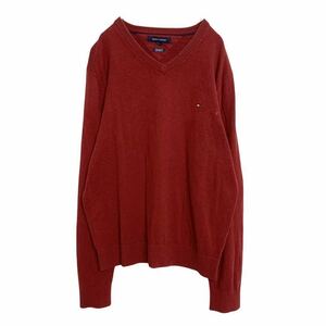 TOMMY HILFIGER ニットセーター L ボルドー トミーヒルフィガー コットンニット 古着卸 アメリカ仕入れ a403-5812