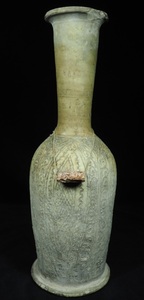 古代ギリシャ遺跡の壺の複製品 幾何学文様壺型土器 ハンドメイド 幅10cm 高さ33cm SNC503