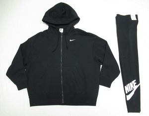 NIKE W オーバーサイズ パーカー タイツ セット 黒 ブラック M L ナイキ スウェット レギンス スウッシュ DV7076-010 DB3904-010