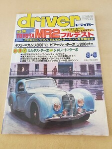 driver▽昭和59年8月号▽特集 TOYOTA MR2フルテスト▽対決！カルタス、ターボvsシャレード、ターボ