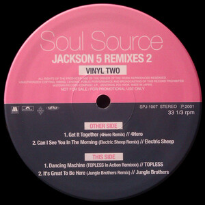 The Jackson 5 Soul Source Jackson 5 Remixes 2 (Vinyl Two) 　4HERO、JUNGLE BROTHERS参加！！