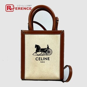 CELINE セリーヌ 193302DCI.02NT 馬車 バーティカルカバ ミニ 2WAY ショルダーバッグ キャンバス/レザー ナチュラル ベージュ レディース