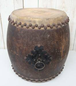  tradition industrial arts industrial arts fine art traditional Japanese musical instrument * nagadodaiko Japanese drum . futoshi hand drum * zelkova material metal fittings strike *. god . festival Mai pcs musical performance .. festival . company temple festival . era old thing antique 