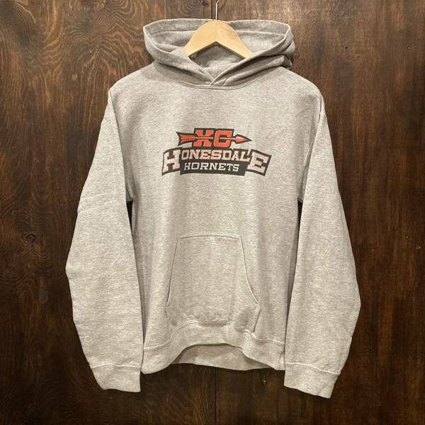 アメリカ古着 カレッジプリント スウェットパーカー パーカー グレー カレッジ HOODIE