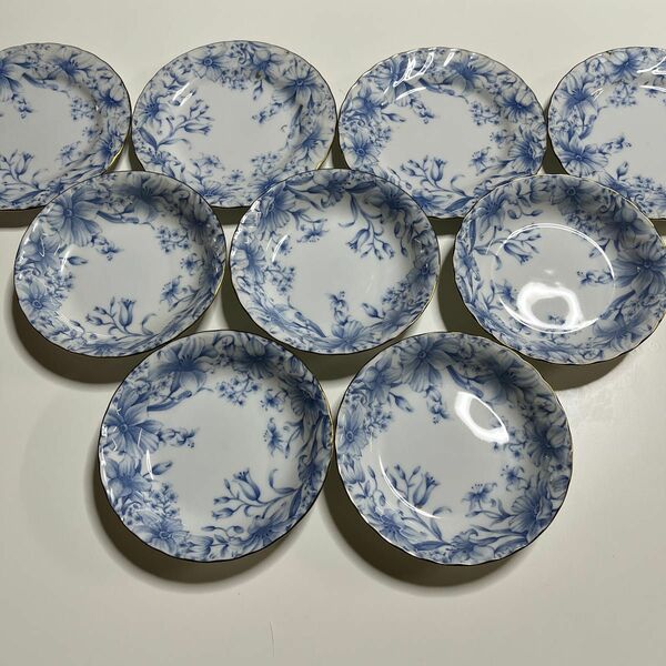 食器 ブルー 花 お皿 台所用品 中皿 9点セット キッチン 食器セット 