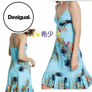 Desigual 海外サイト購入☆レア☆トロピカル ストラップ ワンピース プリントワンピース