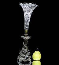 オールド・バカラ(BACCARAT) 1890年頃 46cm 特大 錬鉄製台座 センターピース 花瓶 サーペンティン ディアマン セルポンティーヌ 置物 壺_画像2