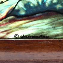 ルイス・C・ティファニー ヴィンテージ ステンドグラス ヘレン・グールドの風景のウィンドウ グラスマスターズ社 小鹿の窓 3連 木製 屏風型_画像6