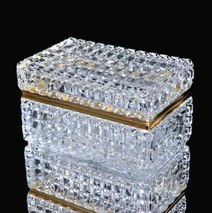 オールド・バカラ (BACCARAT) 特大サイズ 2.4kg ジュエリーボックス 金装飾 ダイヤモンドカット 小物入れ ゴールド 宝石箱 ケース 春海商店
