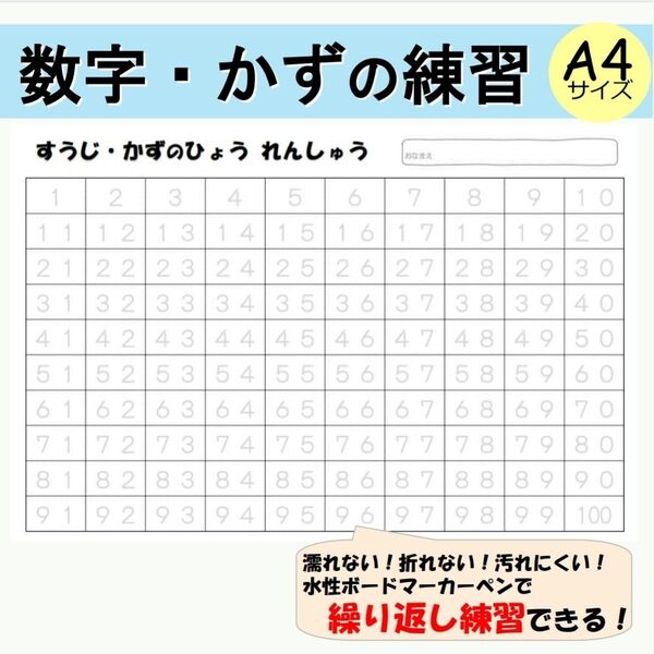 【数字・かずの練習】2桁の数字を綺麗に書けるようになる!繰り返し練習できる数字表